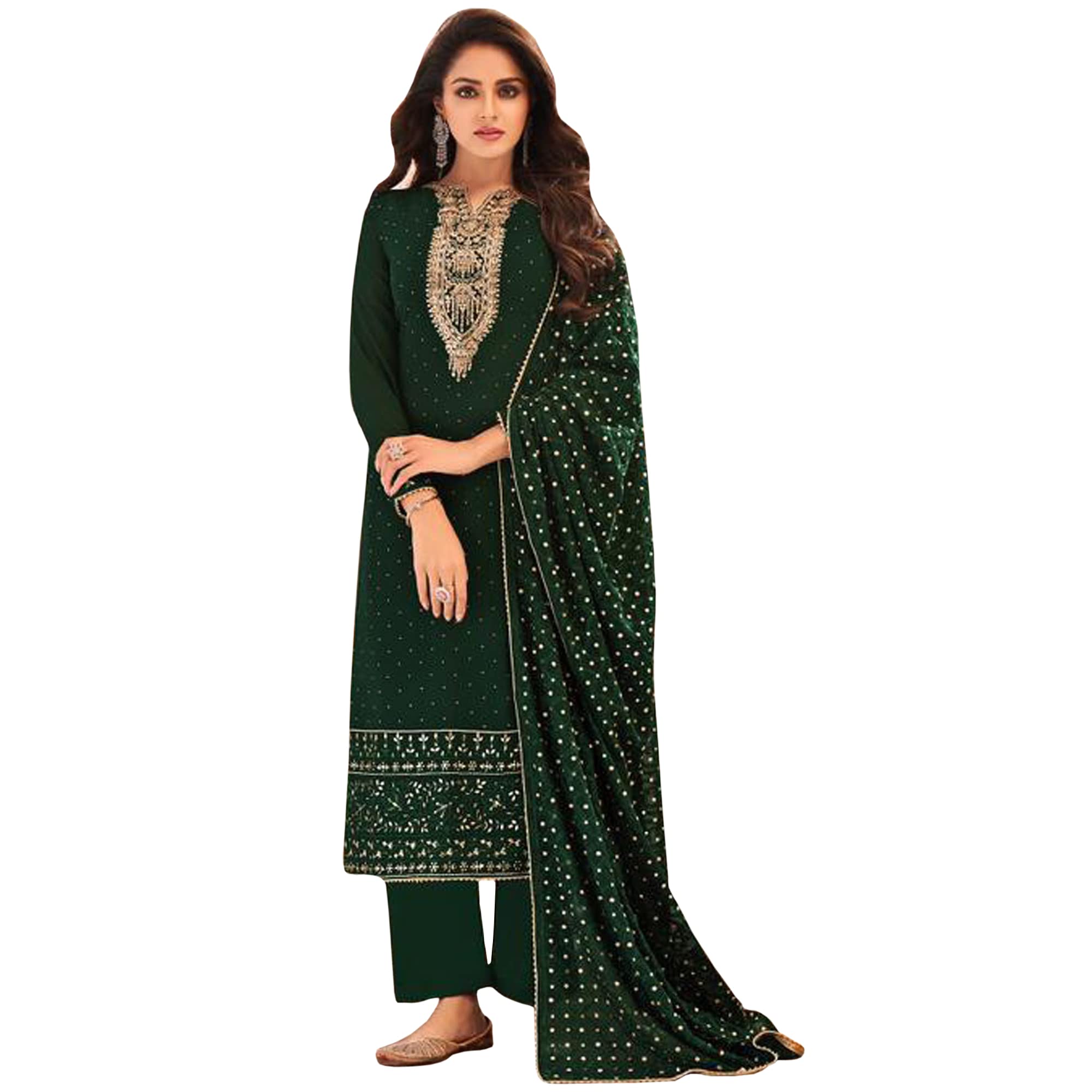 stylishfashionParty Wear Shalwar Kameez Suits Heavy Worked Pakistani Designer Palazzo Pant Dress