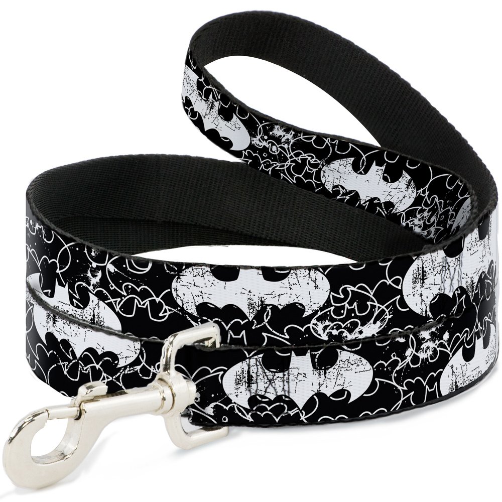 Laisse Batman Contours Noir/Blanc 6 pieds pour contrôler un chien puissant avec confort