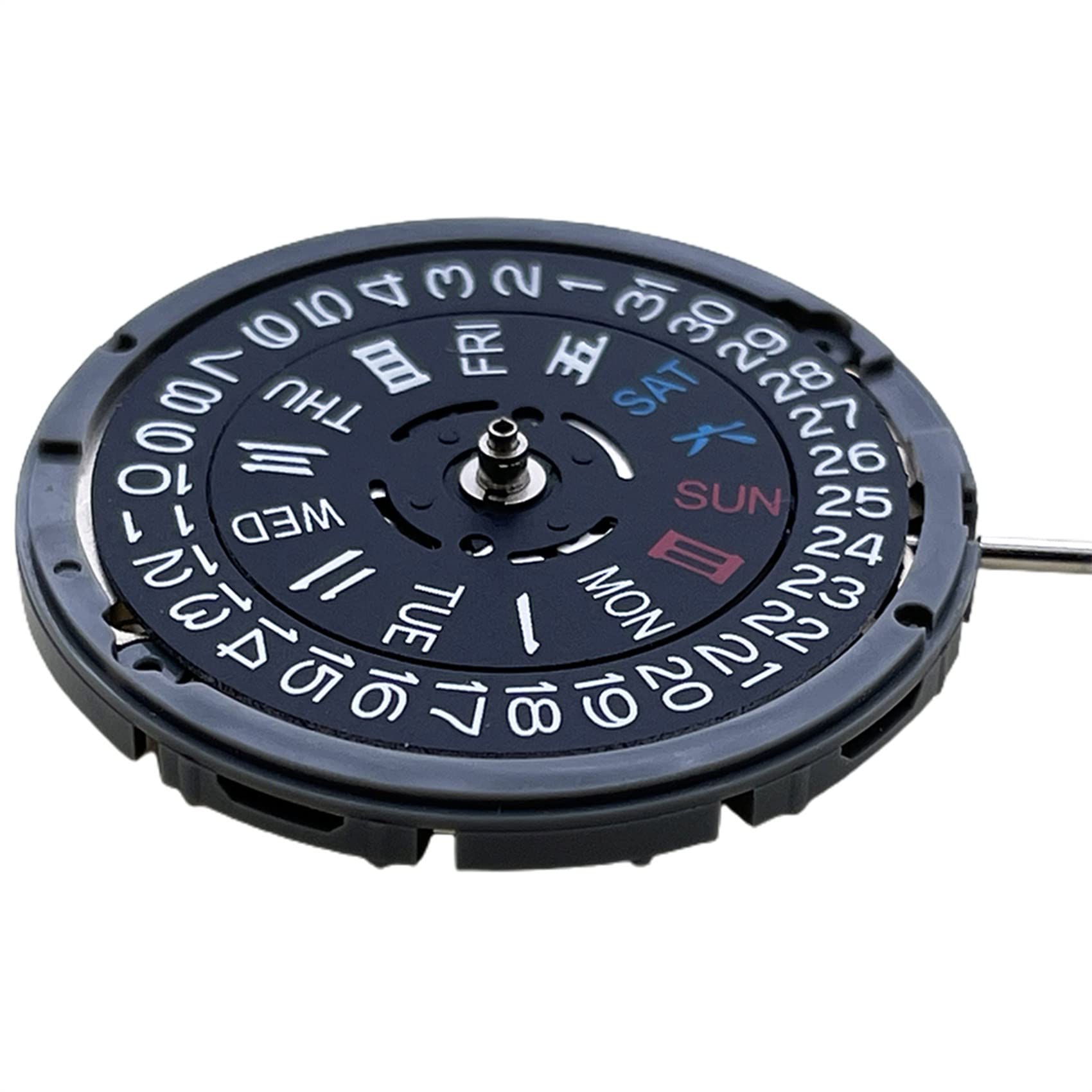 Movement NH36 Crown at 3.8 O'Clock Mechanical Watch Replacement Movt for Diver's Mod Sub 24 Jewels Black Date, White Font, Black, police blanche