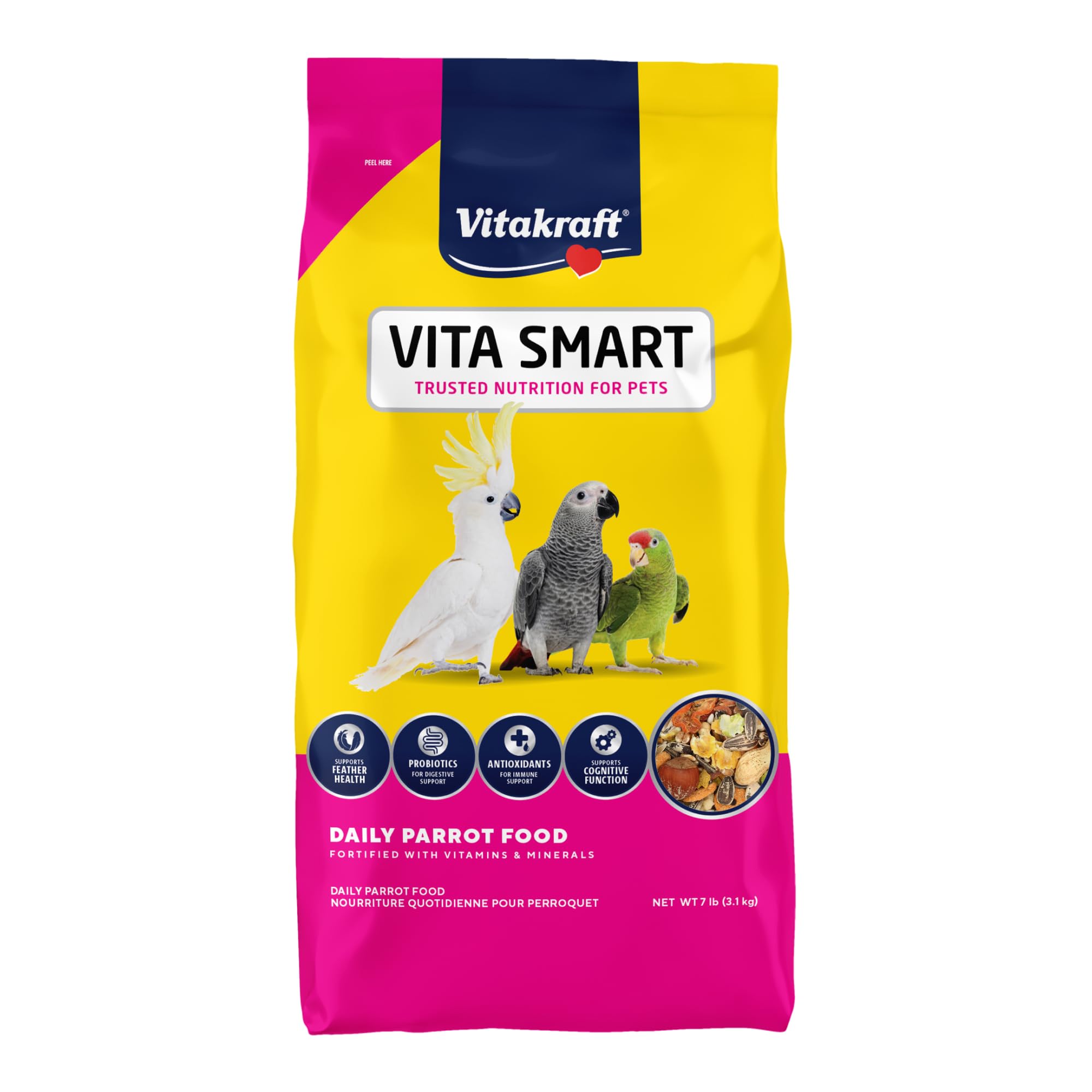 Vitasmart Parrot Food, High Variety Formula - 7Lbs