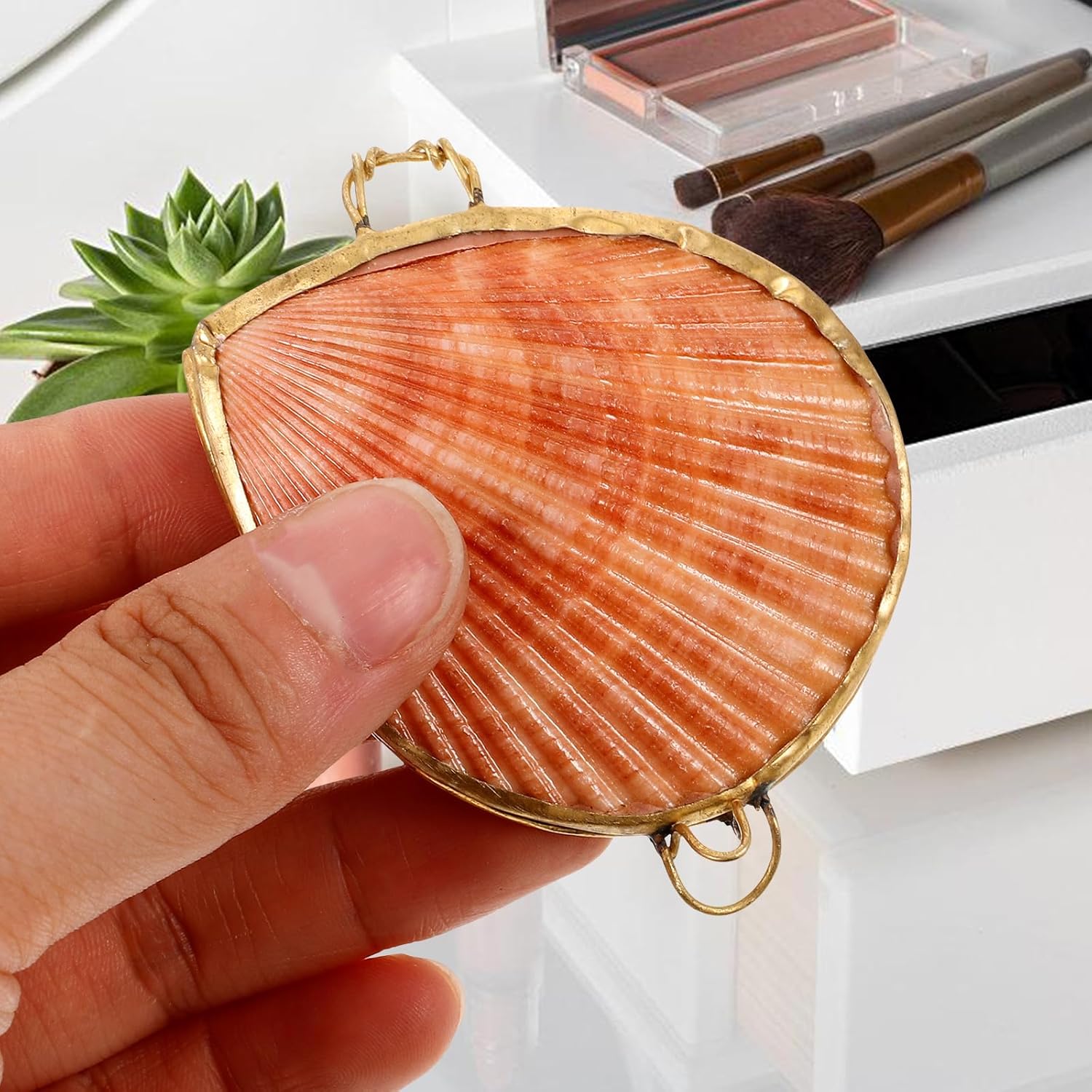 Cabilock Seashell Jewelry Box Small Compact Shell Trinket Case for Rings Earrings Travel Jewelry Organizer - Image 7