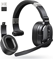 Vista 1 de TECKNET Bluetooth Trucker Headset, Single and Dual Ear Wireless Headset with Mic for Work Noise Cancelling, 50Hrs 3 EQ Music Modes Trucker Bluetooth