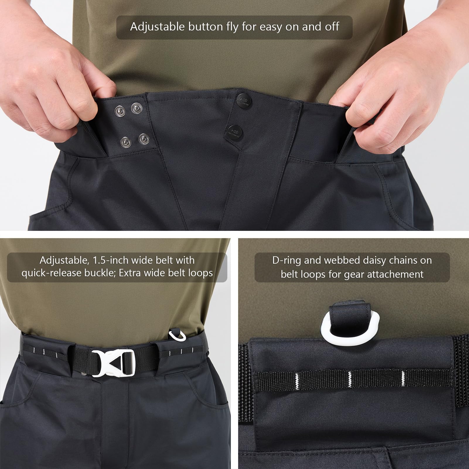BASSDASH Atmungsaktive Wathose für Herren, mit Taschen, wasserdicht, zum Fliegenfischen, leicht, FW09