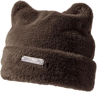 ぬいぐるみ帽子レディース猫ビーニーヴィンテージビーニーレディース帽子アクセサリー暖かいビーニー秋冬ぬいぐるみビーニー帽子