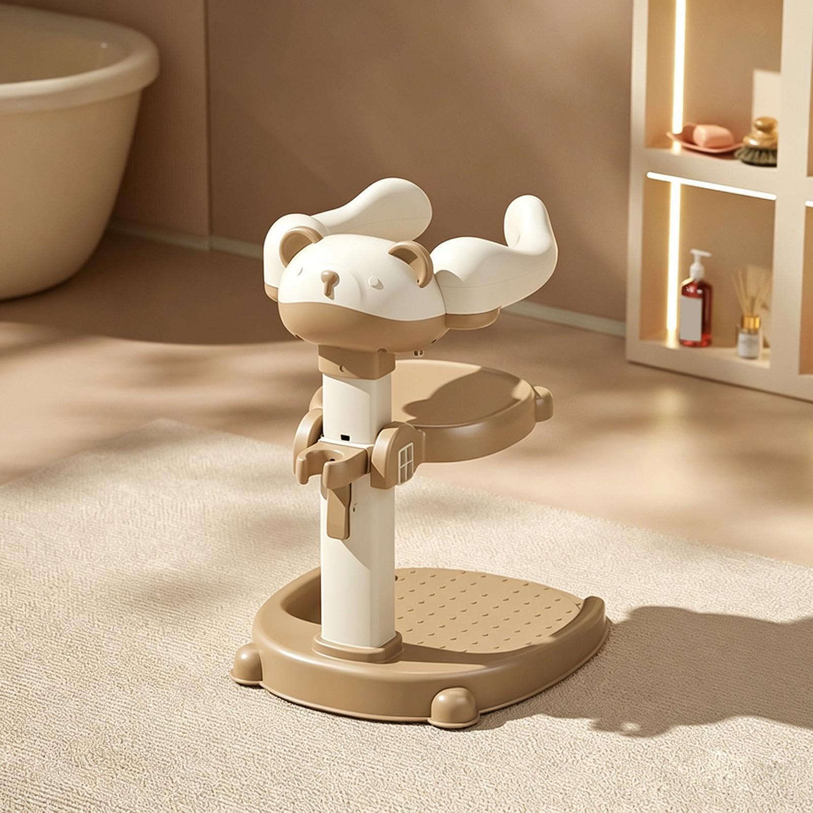 Kinder Duschständer 2-in-1 Sitz abnehmbar höhenverstellbar | Armlehne Badeunterstützung für Badewanne Badezimmer Zuhause Studentenwohnheim Hotel Wickeln