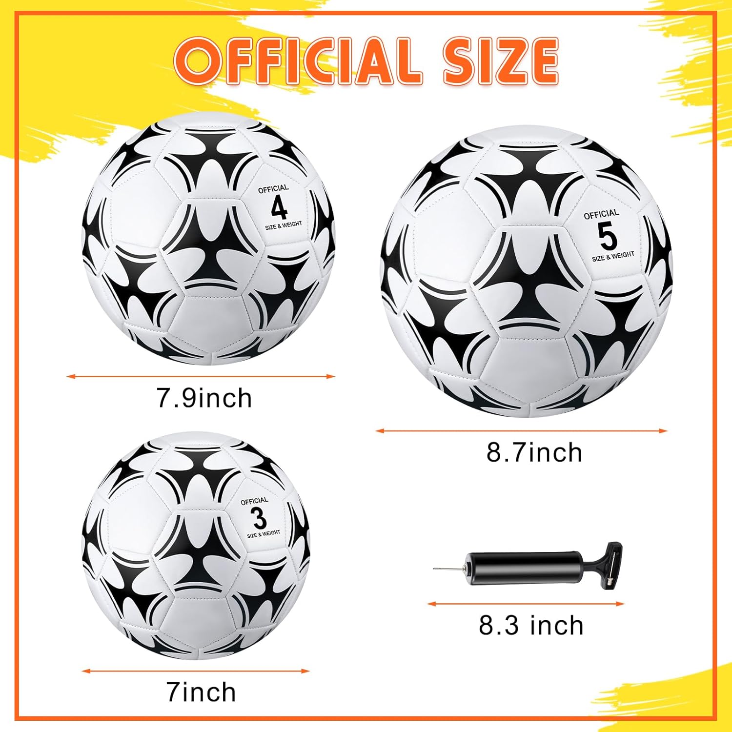 jenaai 6 pcs soccer ball bulk with pump, official size 3 4 5 outside sport soccer ball machine stitched for training practice size 4 stylish