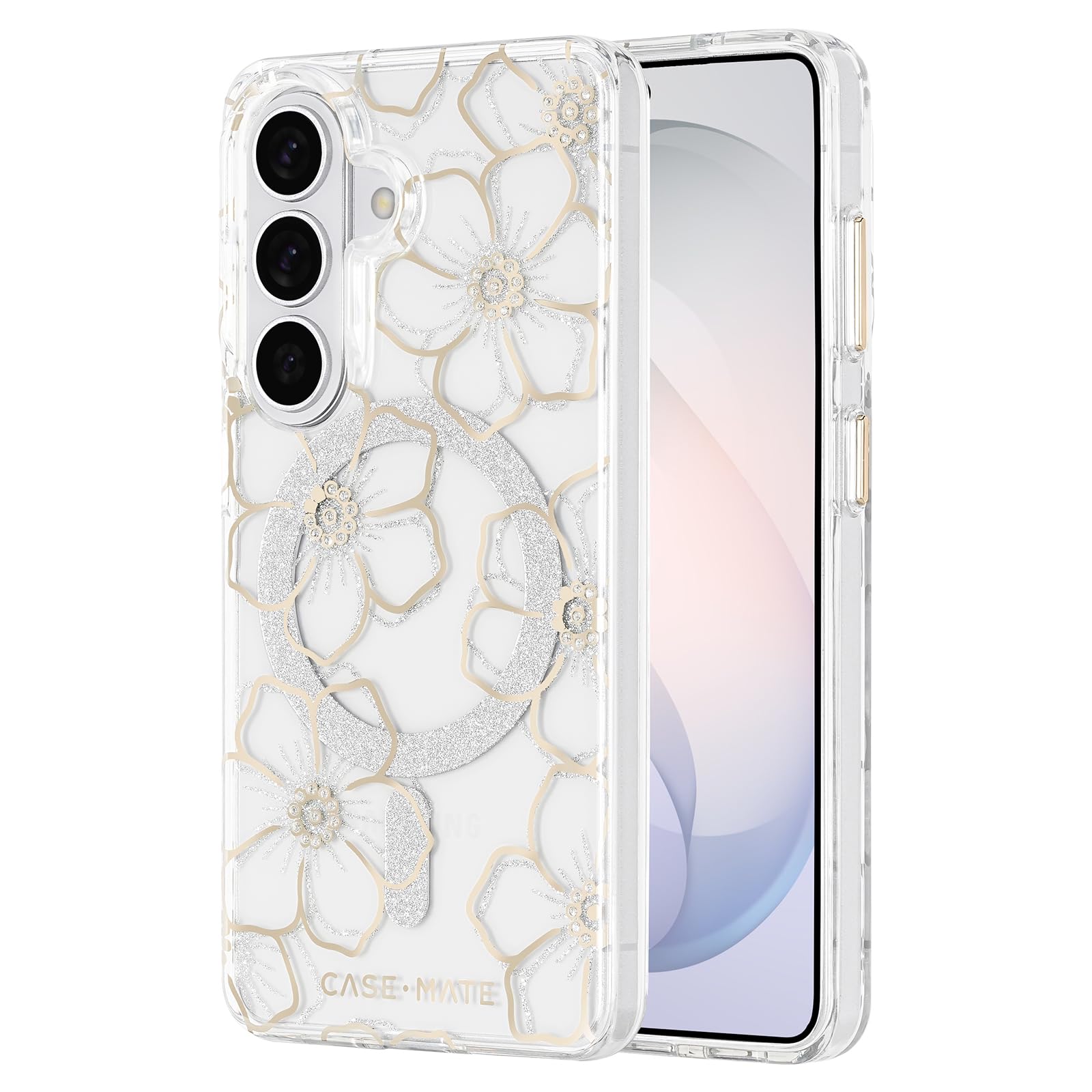 Case-Mate Étui pour Samsung Galaxy S26 [Chargement magnétique et sans Fil] - Coque de téléphone à Fleurs Scintillantes Mignonnes avec Protection Contre Les Chutes de 3,7 m - Coque de téléphone