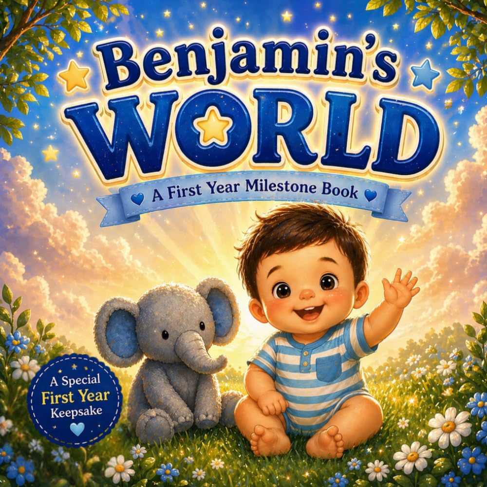 Benjamin's World: A Personalized First-Year Milestone Book for Babies and Toddlers (Three Hearts Personalized Baby Name Books (Benjamin))