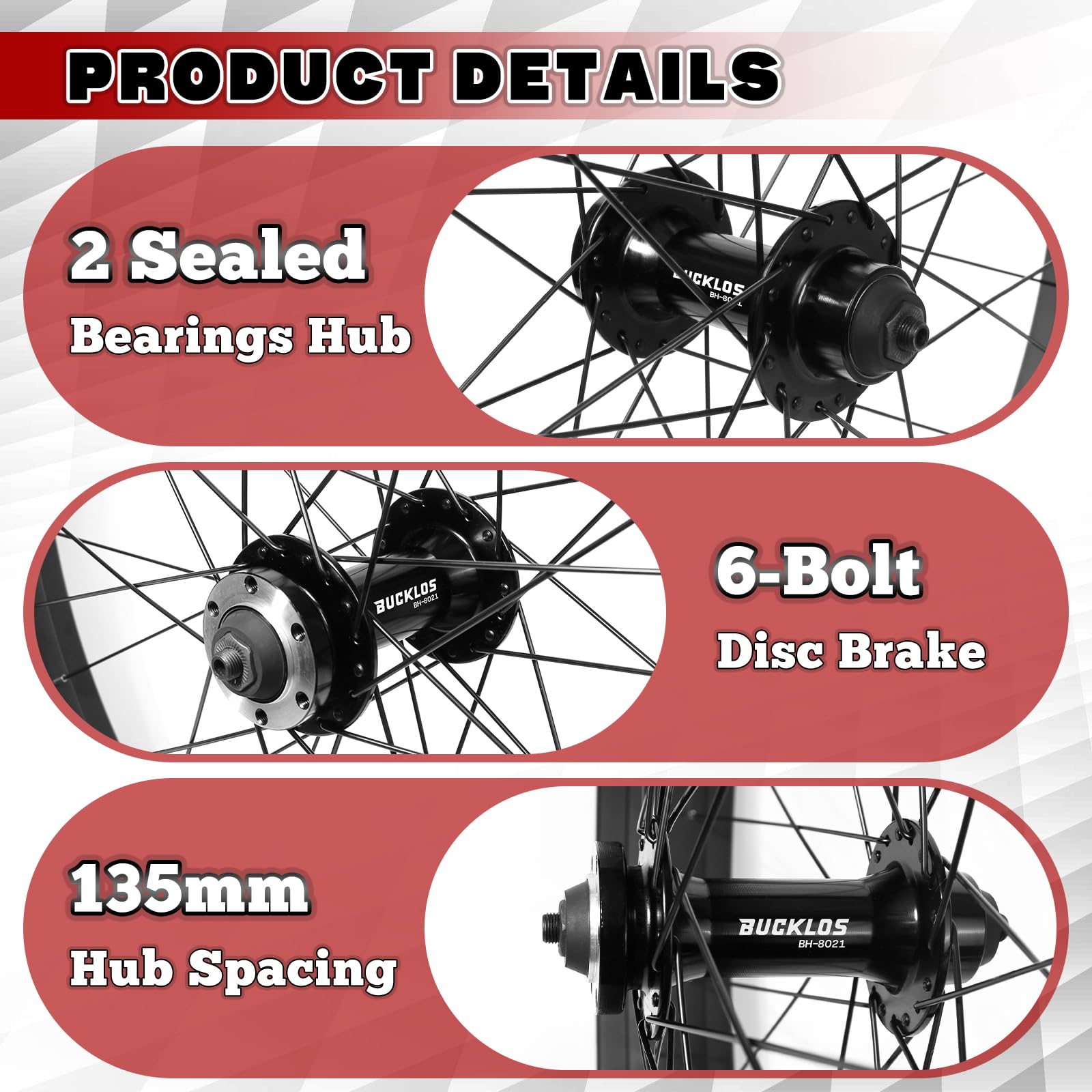 26 x 4,0 Zoll Fat Tire Fahrradrad Vorderrad Mountainbike Felge 135 mm Nabe 9 mm Schnellspanner Laufradsatz Aluminiumlegierung Scheibenbremse 36 14G Speichen für MTB Ebike Beach Snow Cruiser