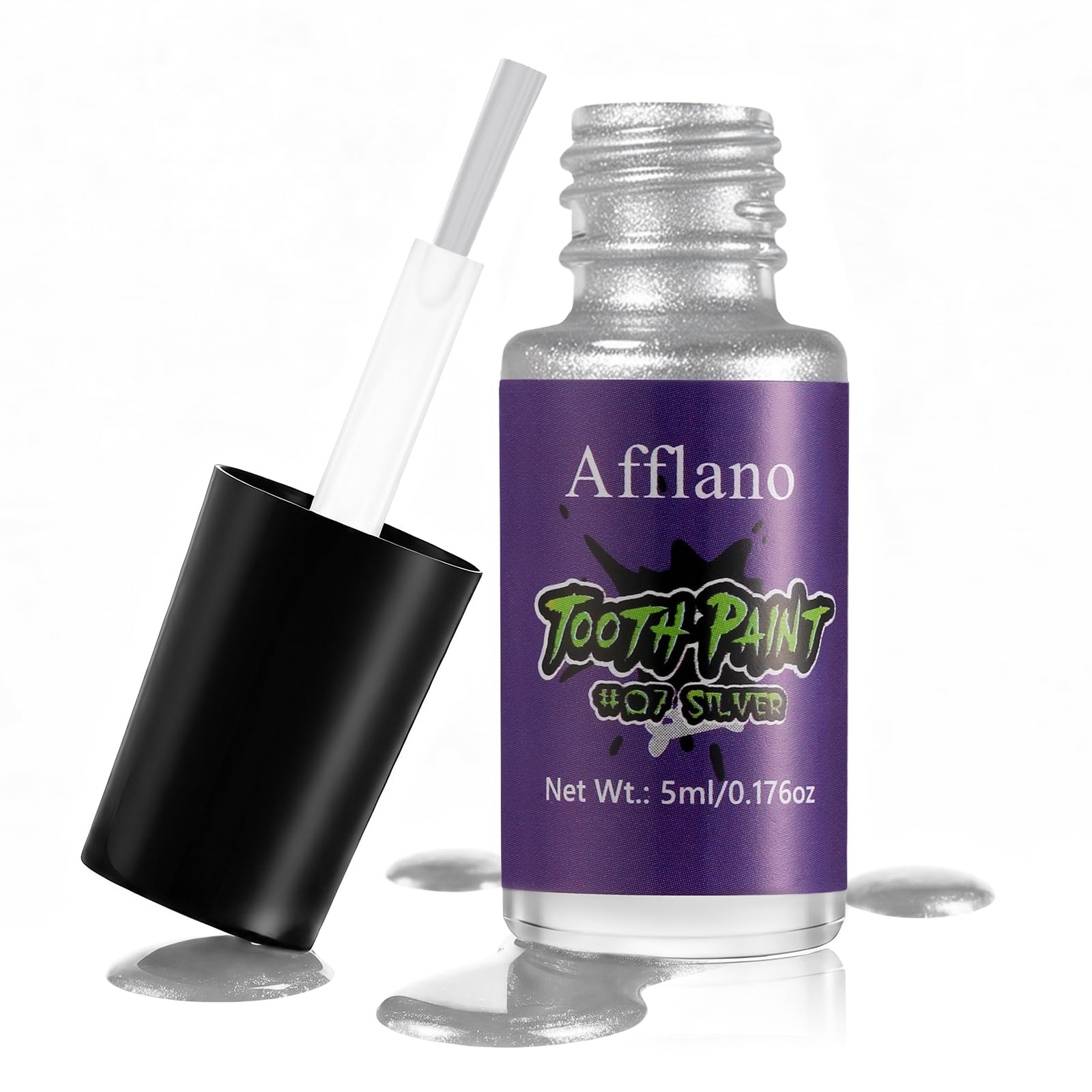 Halloween Silver Tooth Paint for SFX Makeup, Metallic Silver Effect 02 sliver