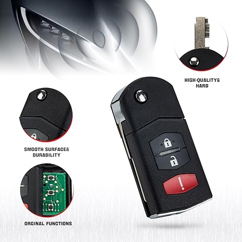Miniatura 6 de BestKeys Reemplazo remoto para llavero compatible con Mazda CX-7 2007-2012 2011-2015 Mazda 2 2006-2015 Mazda 5 2007-2015 Mazda CX-9