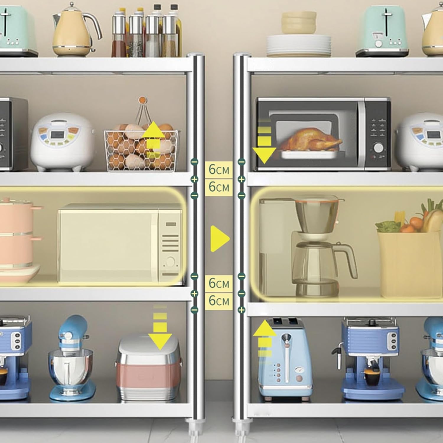 Three Tier Workbench Sturdy Shelving Freestanding Commercial Prep Table Multifunctional Stainless Steel Workbench with Adjustable Legs Metal Table Kitchen Casework Factory Packing Table