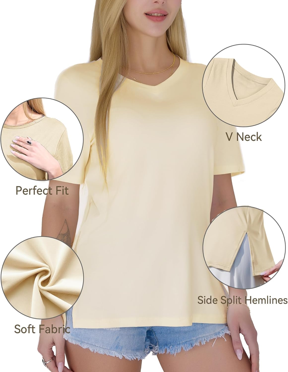 GAYHAY 3 Pack V Neck T Shirts for Women - Casual Loose Fit Spring Summer Tops Trendy Soft Short Sleeve Basics Tees 2025 - Image 3