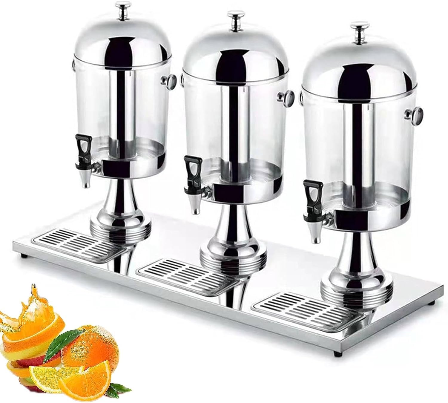 JYBNBBE Drink Dispenser with tap, 8/16/24L Tanks Juice Dispenser, Commercial Juice Machine, Stainless Steel Beverage Dispensers, for Restaurant Hotel (Silver 24L)