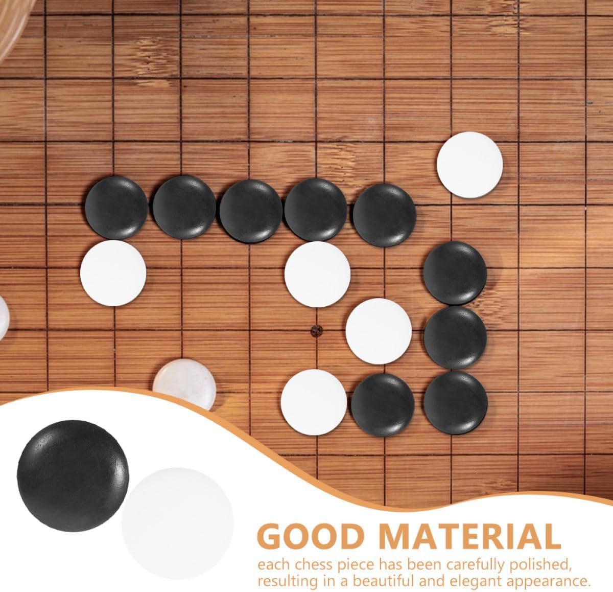 ORFOFE 100 pcs Go Pieces Set Resin Chess Pieces for Game Compact Double Convex Stones Black and White Game Pieces for Home Entertainment Educational Play image 3