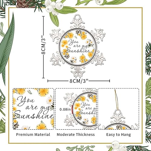 Miniatura 2 de Adorno de copo de nieve de peltre personalizado con texto en inglés "You are My Sunshine", diseño de girasoles decorativos de Navidad, recuerdos,