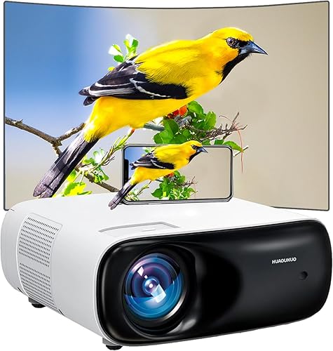 Proyector 4K con WiFi y Bluetooth, proyector 15000L/600Ansi 1080P, proyector para exteriores compatible con pantalla de 500 pulgadas, corrección