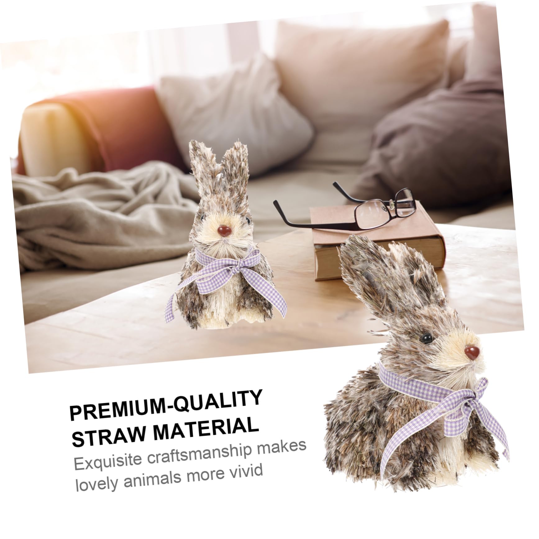 ULTECHNOVO 2pièces Ornement De Lapin Fait Main Décoration Adorable pour Pâques Et Intérieur Figurine pour Maison