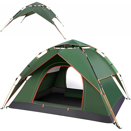 Amazon Fullkang テント ワンタッチ 2way 3重層 組み立て式 キャンプ テント 3 4人用 軽量 簡易 日除け 防水 防風 通気性 Fullkang テント本体