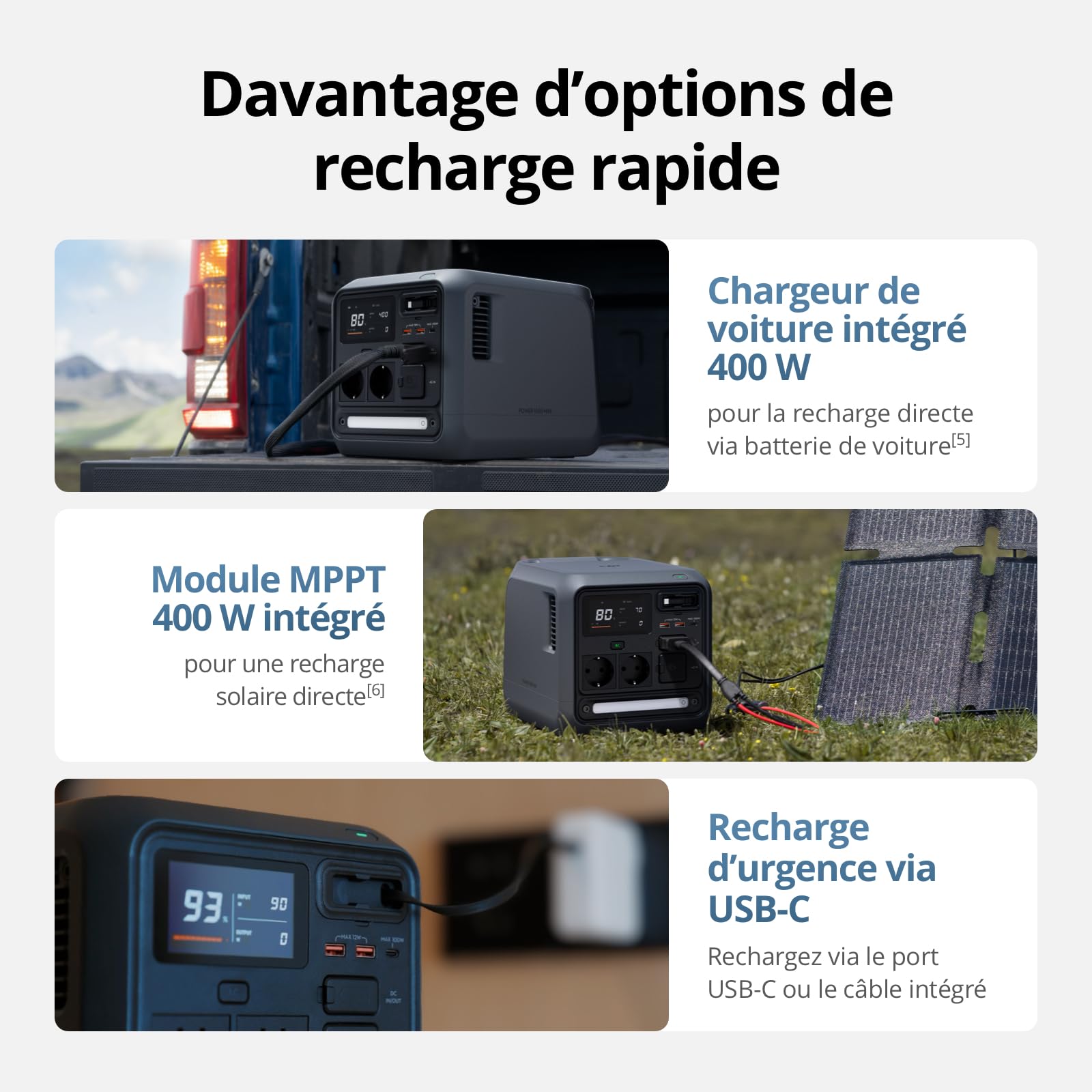 Station électrique portable DJI Power 1000 Mini, batterie LFP de 1 008 Wh, format compact, sortie maximale de 1 000 W, alimentation automobile, câble SDC vers allume-cigare (12 V), camping, road trips