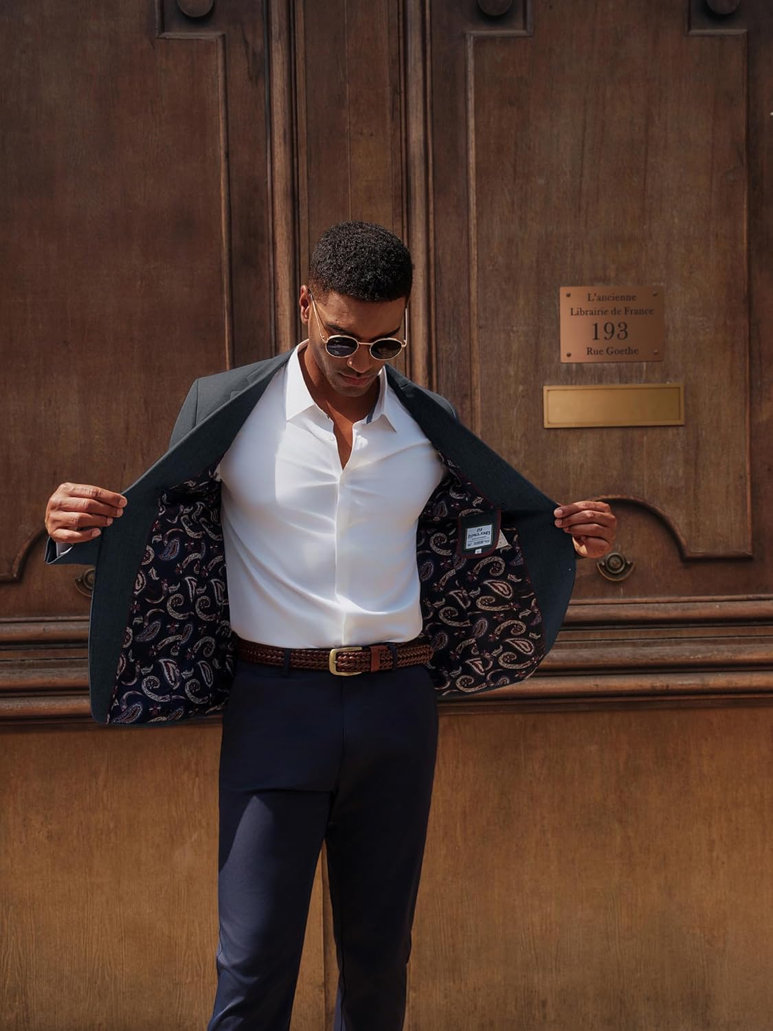 PJ PAUL JONES Mens Casual Sport Coats Two Button Slim Fit Blazer Lightweight Pattern Lined Notch Lapel Suit Jacket - Image 6