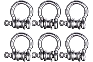 6Pack Mini Stainless Steel Small Snatch Block with Pulley,D Shaped Shackles