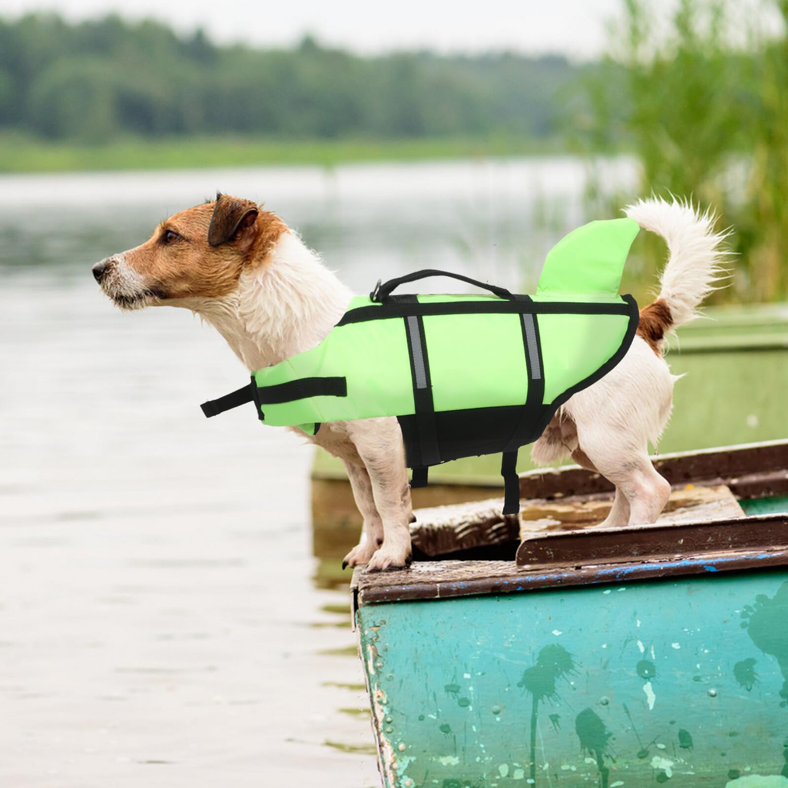 WOONEKY Reflektierende Hundesicherheitsweste aus Polyester mit Verstellbarem Sitz für Outdoor Aktivitäten Grün