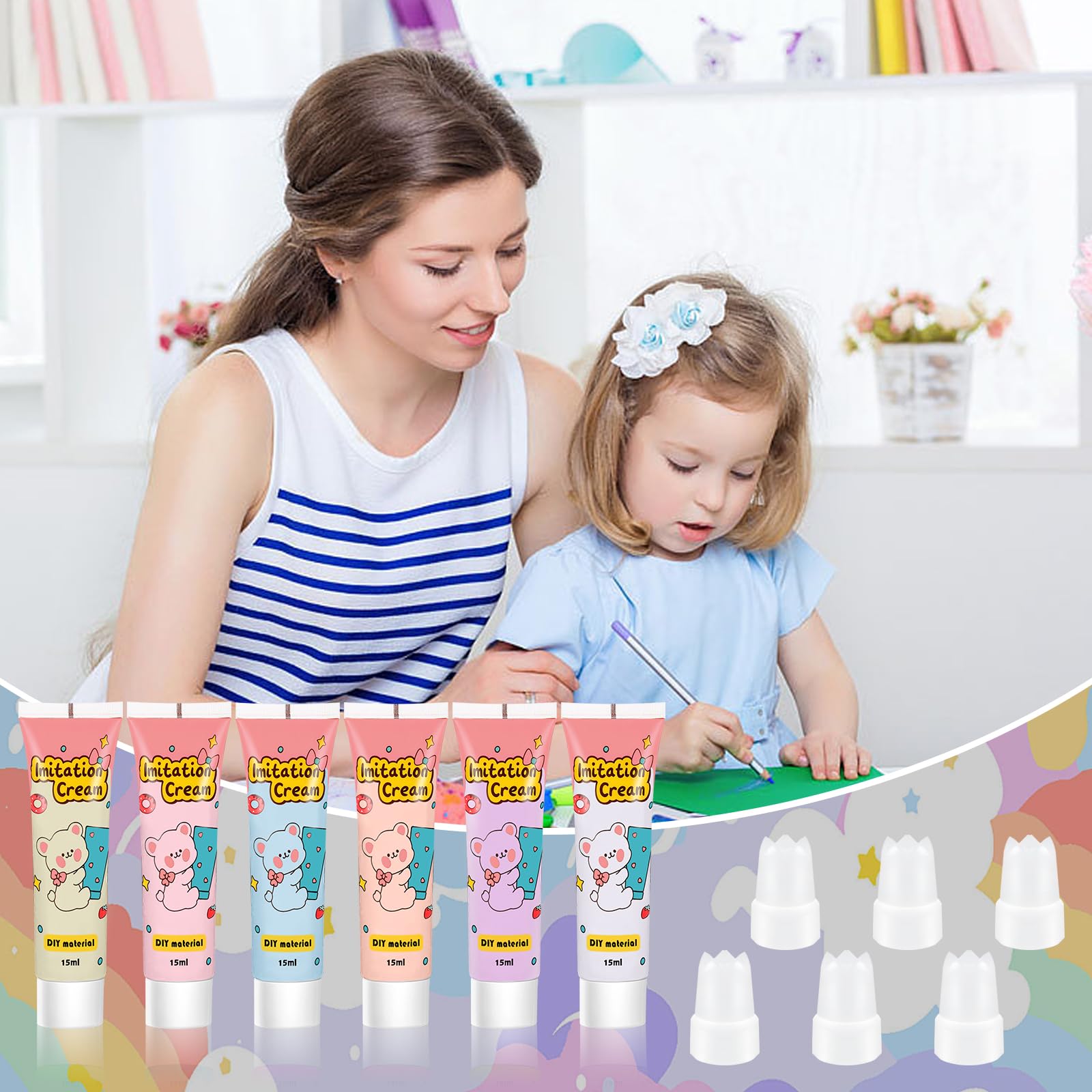Colla crema multifunzionale - Kit di 6 colori (tubi da 15 g) per fai da te, scrapbooking, gioielli e decorazioni