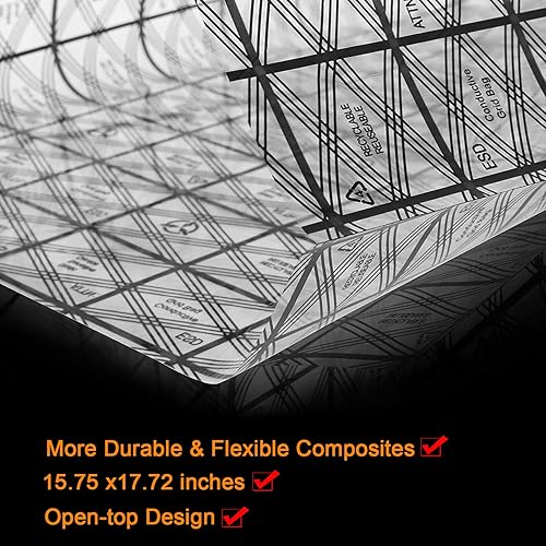 Miniatura 6 de 10 bolsas antiestáticas extra grandes con parte superior abierta de 15.75 x 17.72 pulgadas, bolsas de blindaje ESD con calcomanías para electrónica
