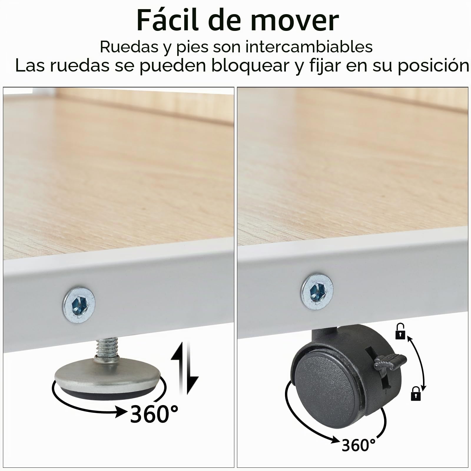 IBUYKE Soporte para impresora debajo del escritorio, carrito de impresora de 2 niveles, estante organizador de escritorio para el hogar móvil con 4 ruedas, para fax, uso en la oficina en casa TLJ007R