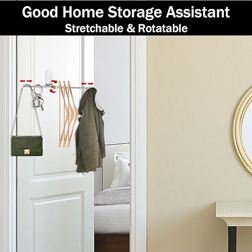 Miniatura 2 de Percha de ropa de acero inoxidable, organizador de almacenamiento para colgar ropa, ahorro de espacio, organizador de perchero de montaje en pared,