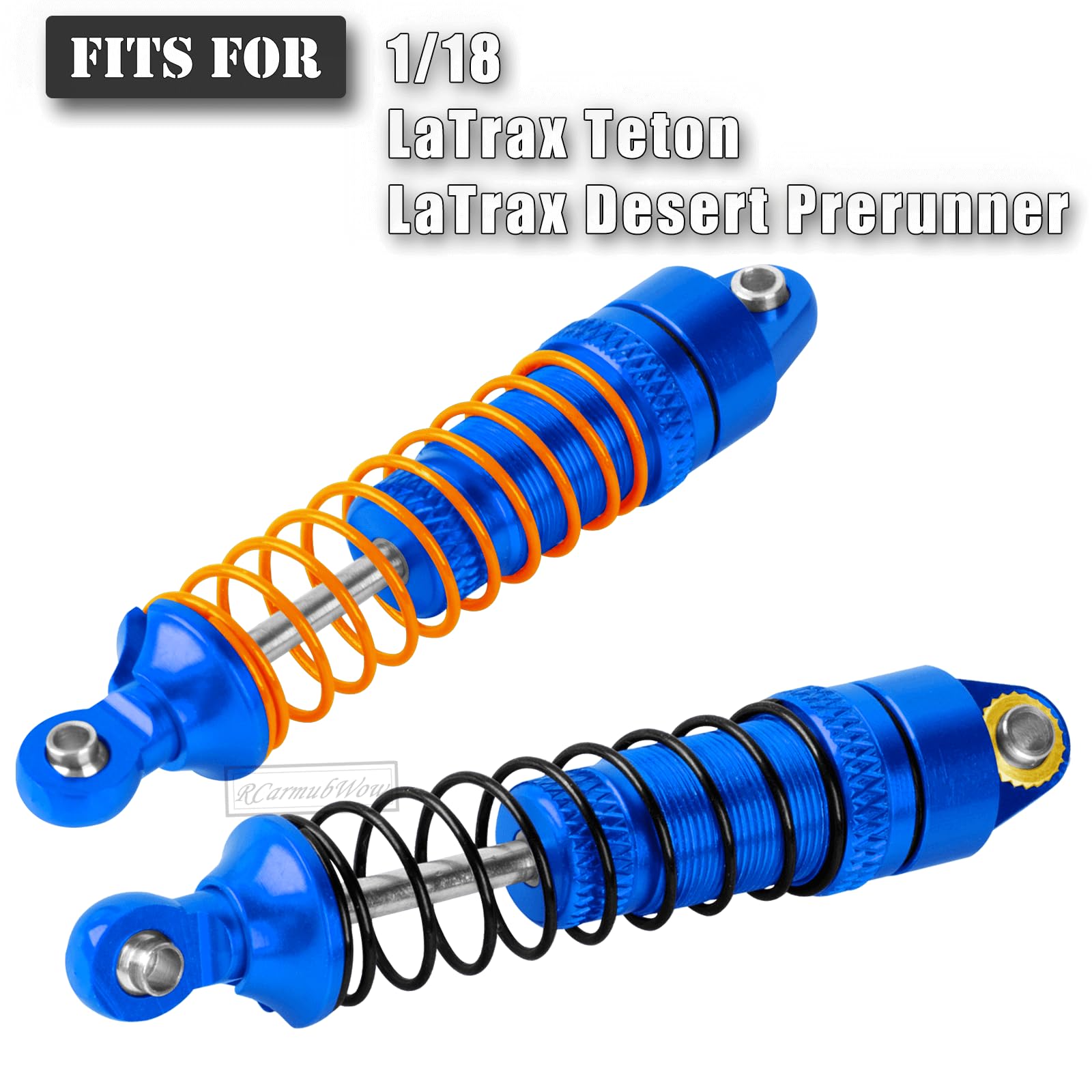 RcarmubWow RC Aluminium Shock Absorber Upgrades Part for 1/18 LaTrax Teton,LaTrax Desert Prerunner,Front Rear Full Metal Dampers RC Shocks,Replace #7660#7665,4PCS,Navy Blue
