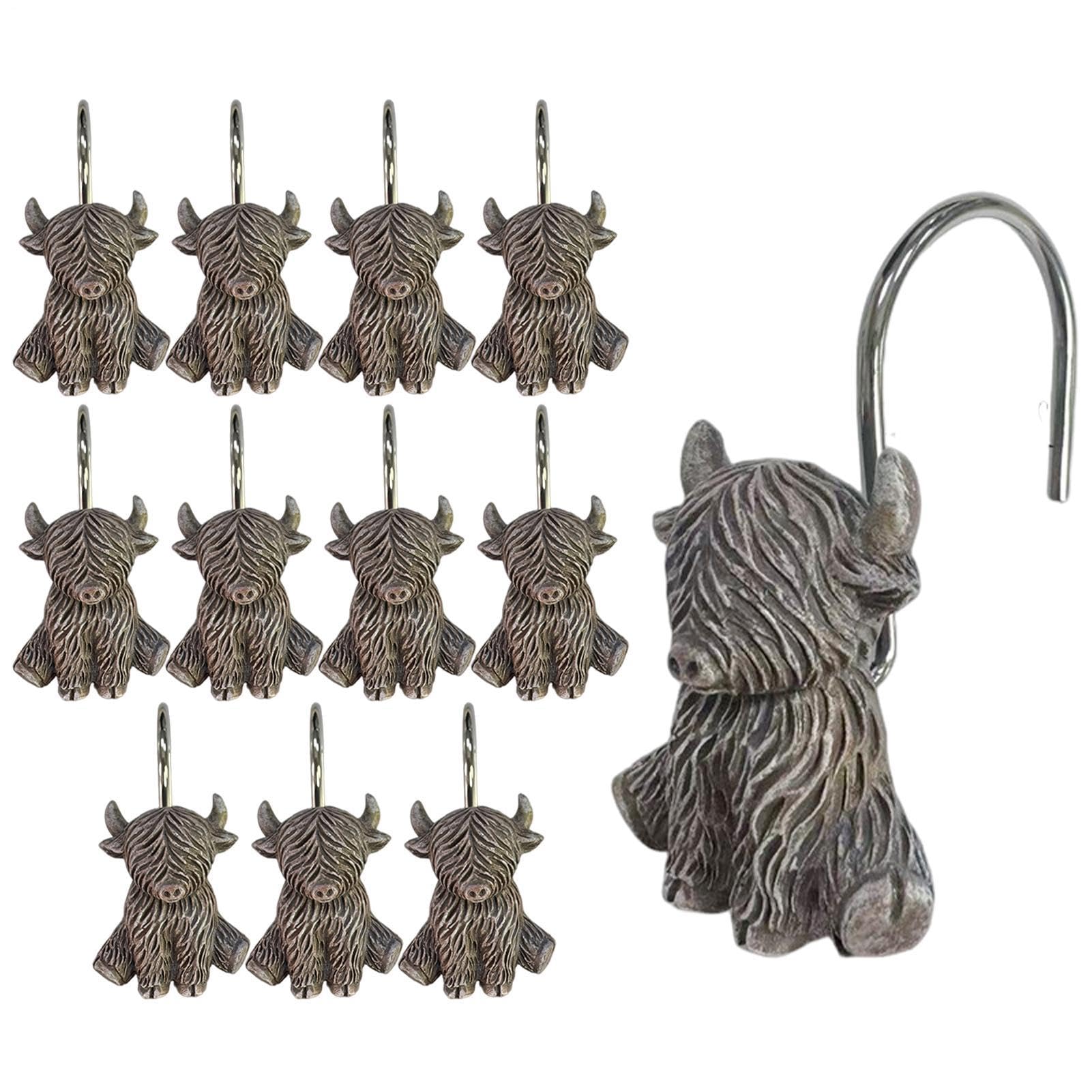 Ganchos para ducha duraderos que no se oxidan, juego de 12 piezas decorativas de animales