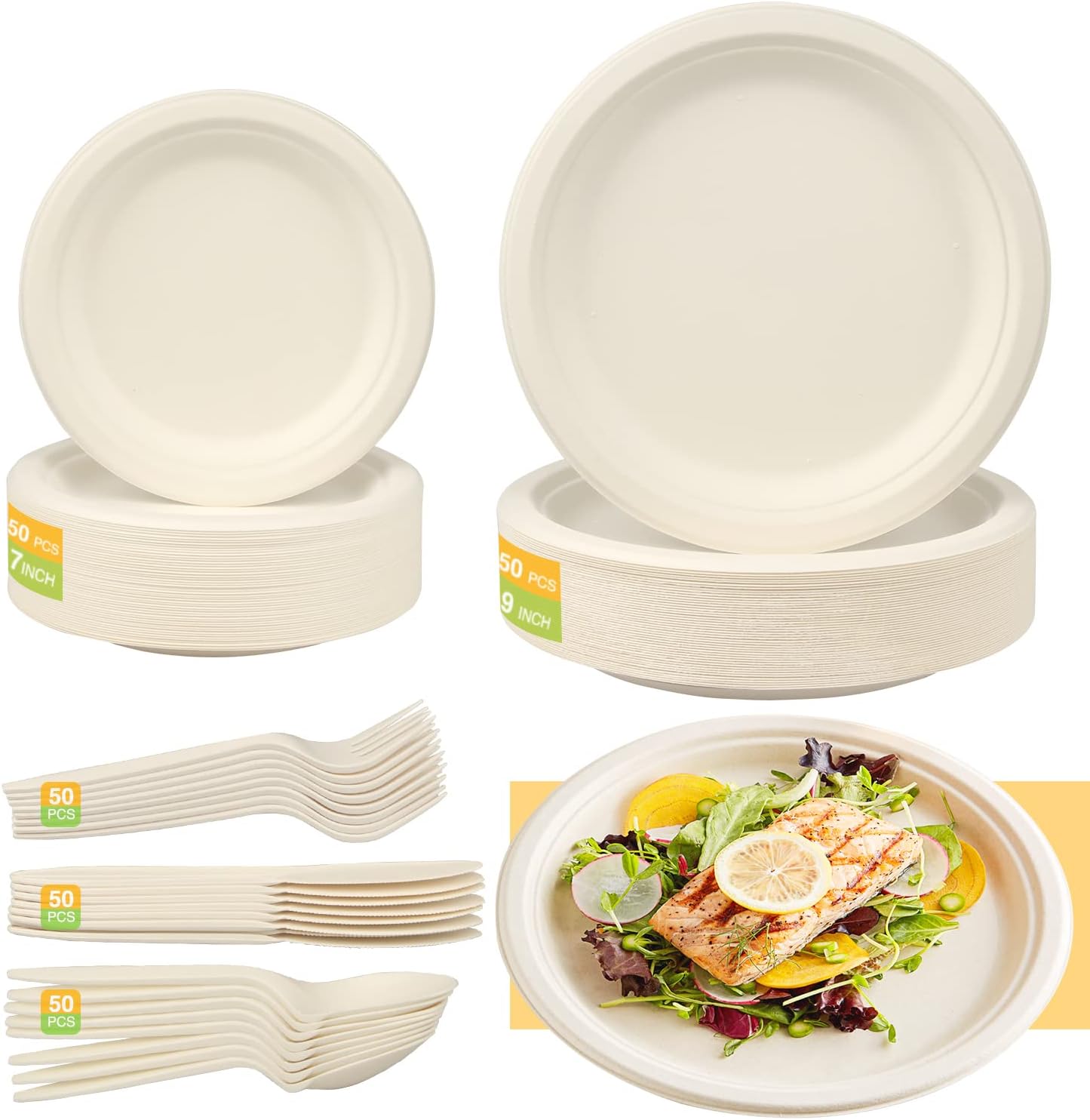 50 Stück Gelbe Crepes-Halter - Biologisch Abbaubar Für Süße & Salate