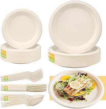 100 Forchette Biodegradabili In Fibra Di Zucchero - Compostabili, Lunghezza 17cm | Per Eventi E Ristorazione