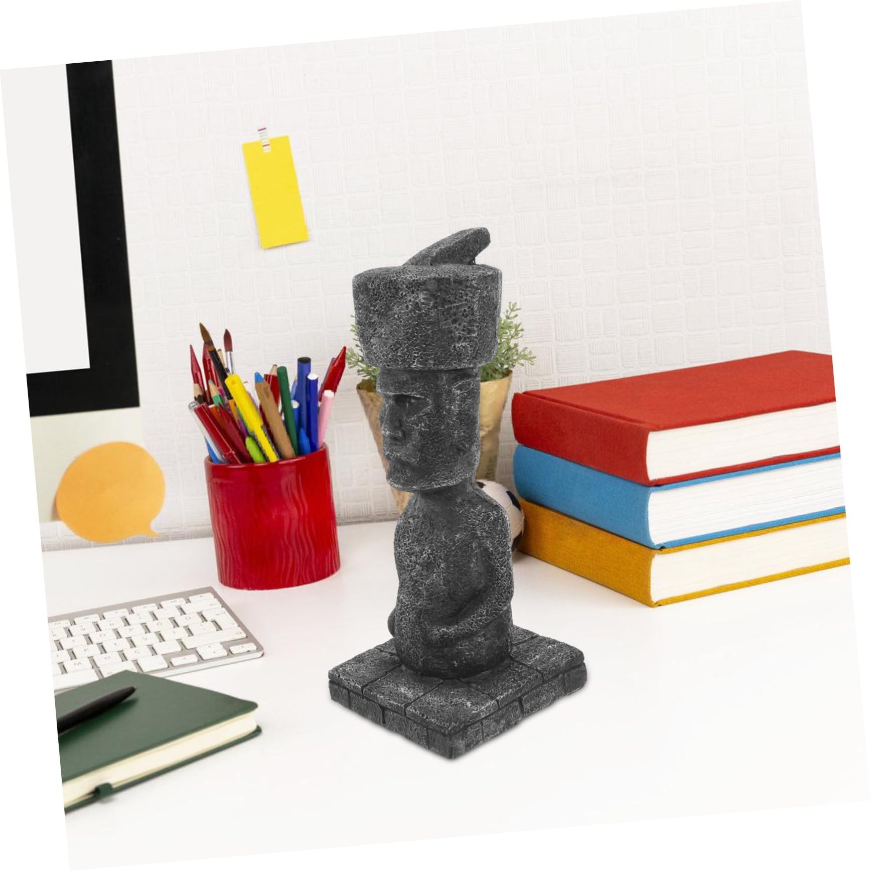 ULTECHNOVO Statua Moai Facile da Sistemare in Resina, Decorazione Antica Effetto Roccia Realistico Ornamento Paesaggistico per Acquario e Casa
