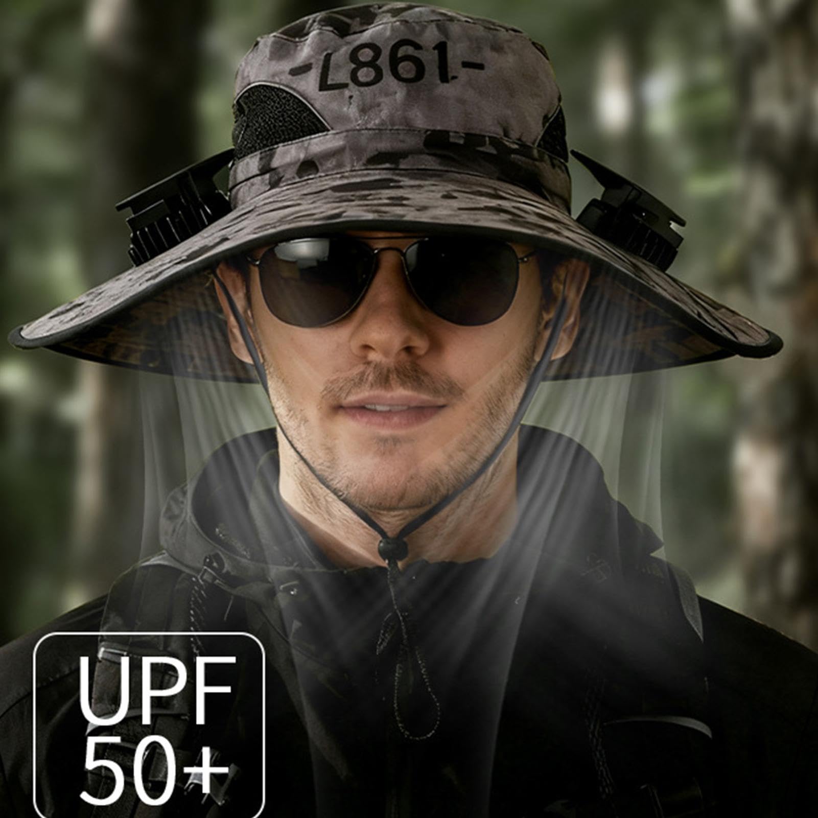 Cappello con ventole a energia solare – Ventilatore a 4 teste con protezione a tesa larga | Cappelli da sole da donna per viaggi, spiaggia, sport, golf, giardino, cortile, escursionismo, lavoro