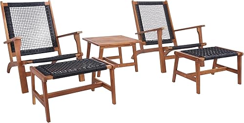 Miniatura 3 de SAFAVIEH Outdoor Collection Chantelle - Juego de patio de 5 piezas de tejido naturalnegro