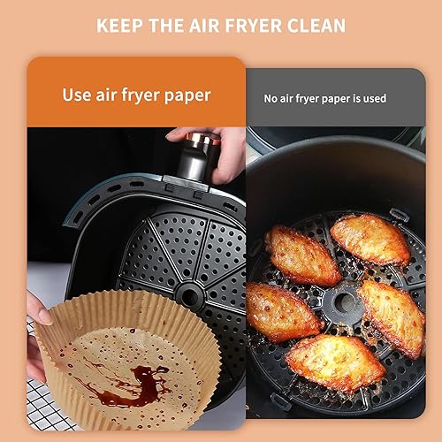 Miniatura 3 de Forro de papel desechable para freidora de aire, 100 forros redondos de papel para freidora de aire, papel pergamino natural de 6.3 pulgadas para