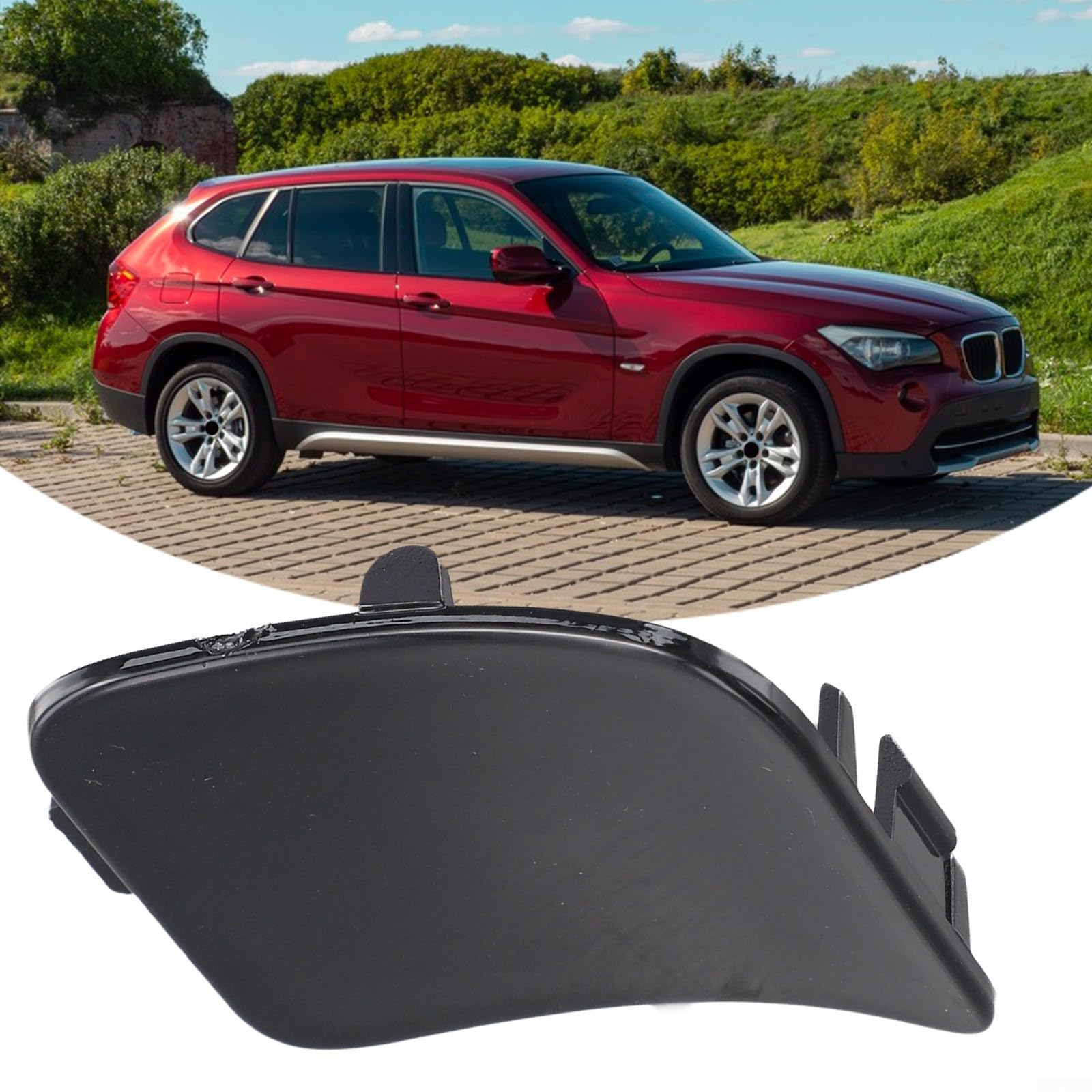 1 Pair Rear Bumper Tow Hook Cover for X3 F25 2011-2014 - Replacement OEM 51127272415, Unpainted Plastic Left Right Side Exterior Trim — view 6