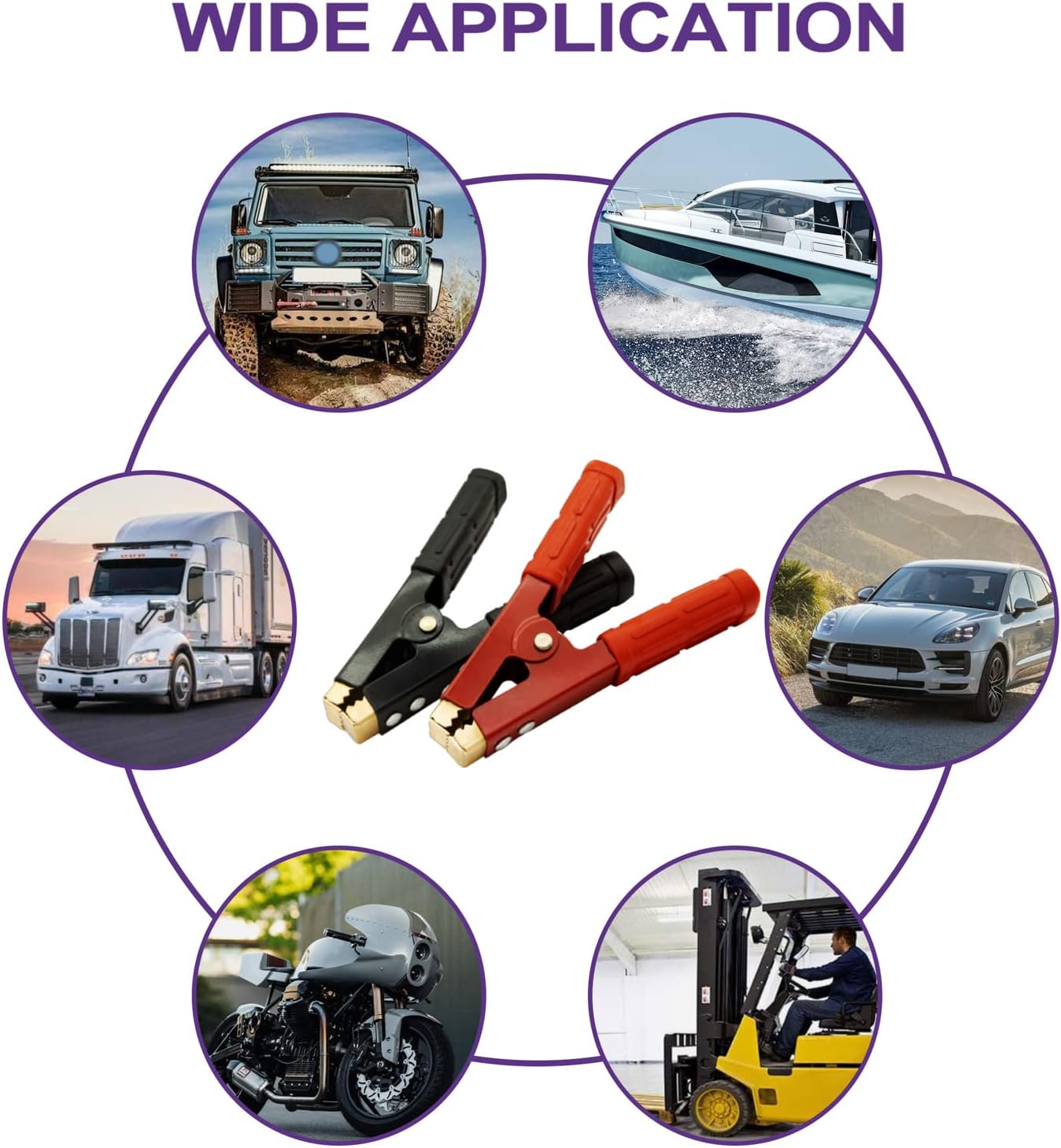 2PCS Battery Jumper Cable Clamps, Govel Heavy Duty Pure Copper Alligator Clips Jumper Cables Boost Clamp, Car Battery Charger Clamps, Suitable for Car Auto Vehicle Boat (Red & Black) - Image 6