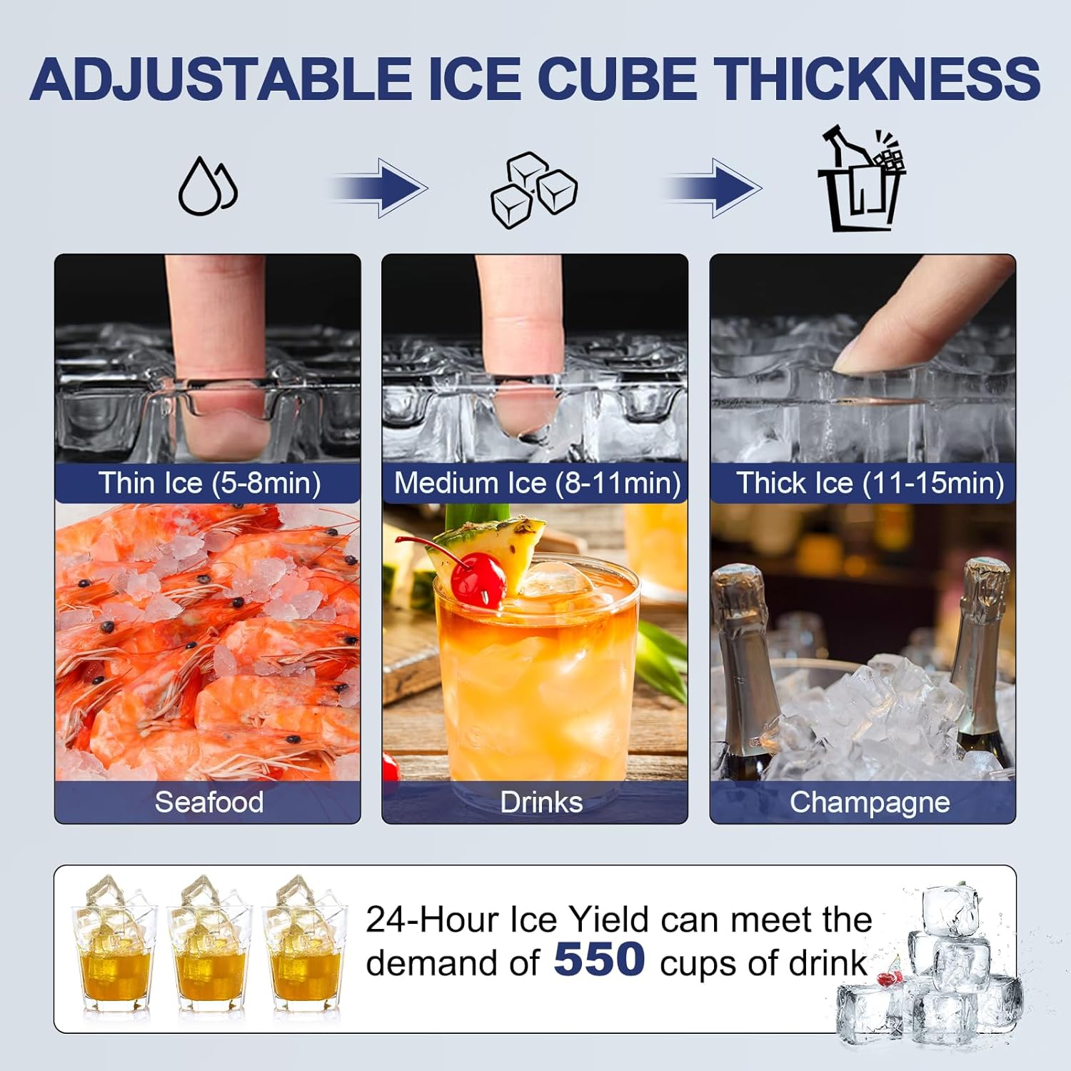 Commercial Ice Maker Machine 200Lbs/24H, 72pcs Ice Cubes Under Counter Ice Maker with Water Line and Filter, Freestanding Ice Maker Machine with 55Lbs Storage ice Bin for Home/Shop/Office/Bar