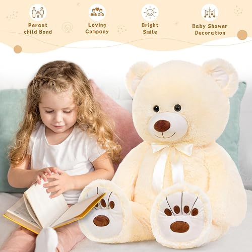 Miniatura 5 de Tezituor Oso de peluche de 36 pulgadas para novia, oso de peluche gigante para baby shower, regalo de peluche grande para niños, niñas en Navidad,
