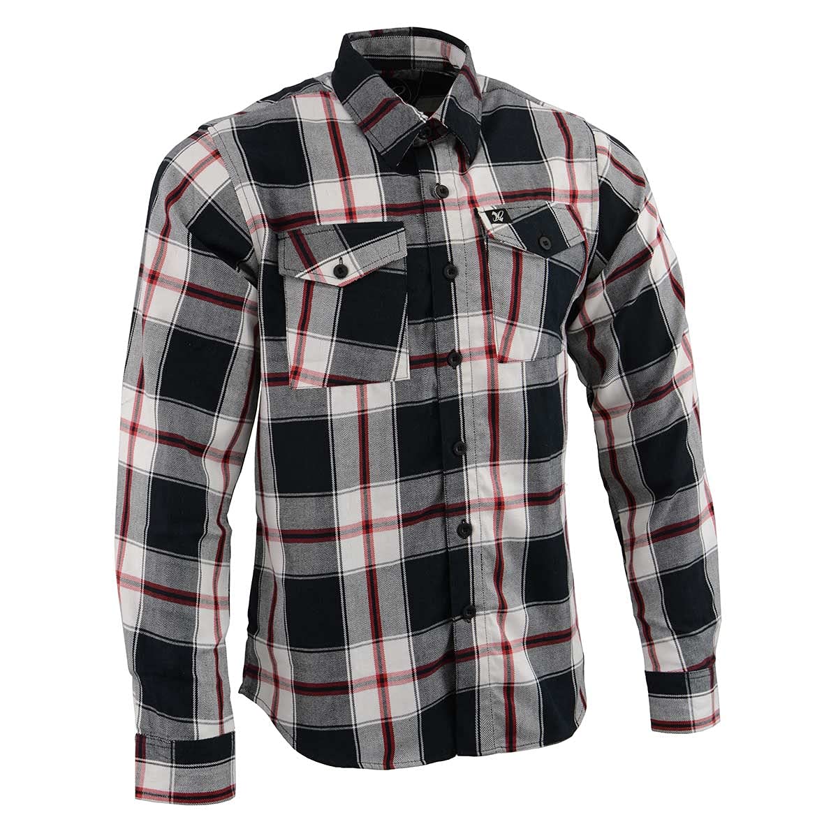 Milwaukee LeatherMilwaukee Leather MNG11625 Men's Flannel Plaid Black and White with Red Long Sleeve Cotton Button Down Shirt