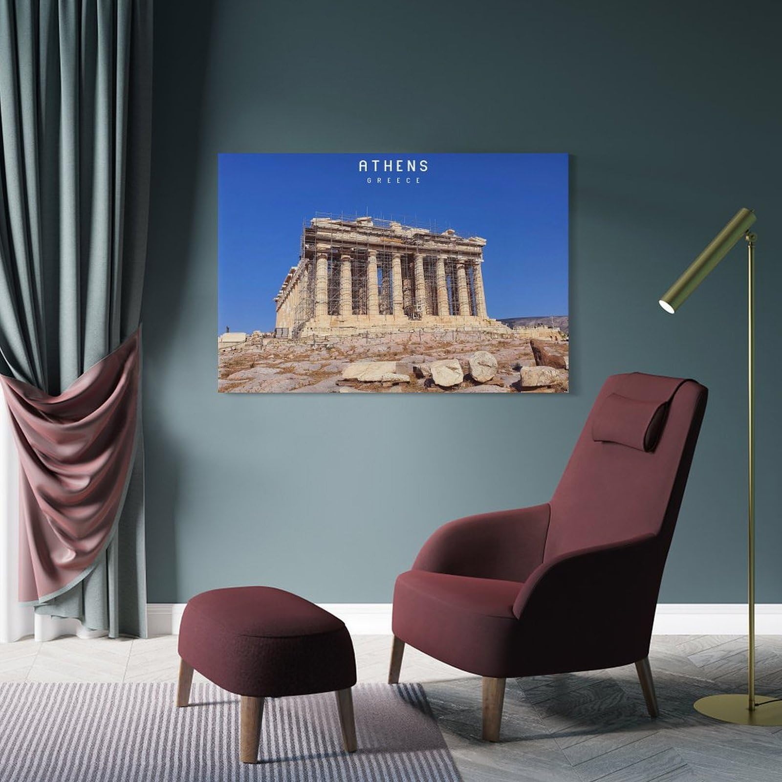 Junmoney Wall Picture Print Athens, 12x18inch(30x45cm), for Living Room, Bedroom, Office Or Hallway, A Flexible Wall Accent for Shared Spaces