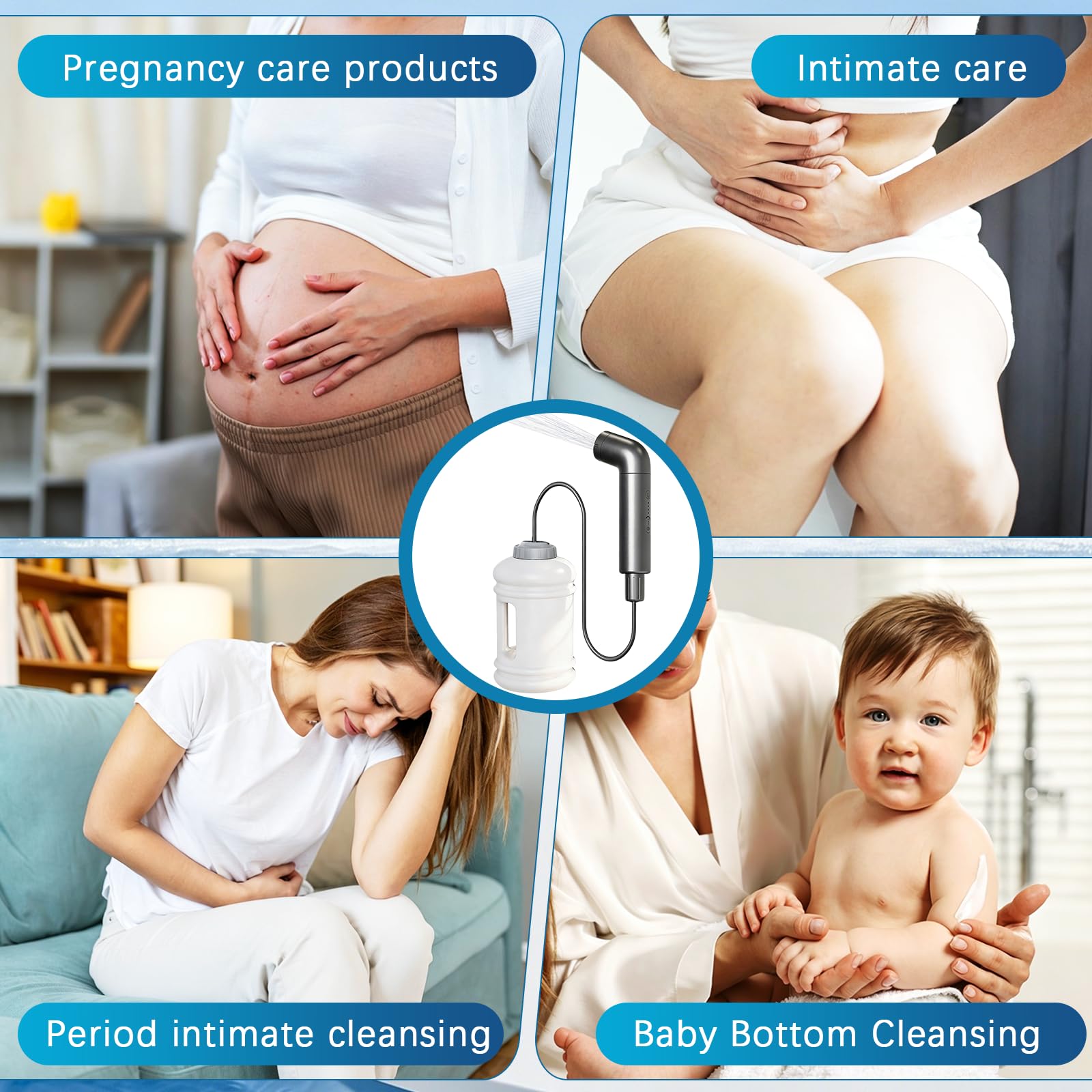 Bidet Portable Electrique, Douchette Intime avec Reservoir Eau 2,5L, Bidet de Voyage Rechargeable USB 3 Modes de Pression pour Postpartum Grossesse Hémorroïdes Camping Voyage Accessoires