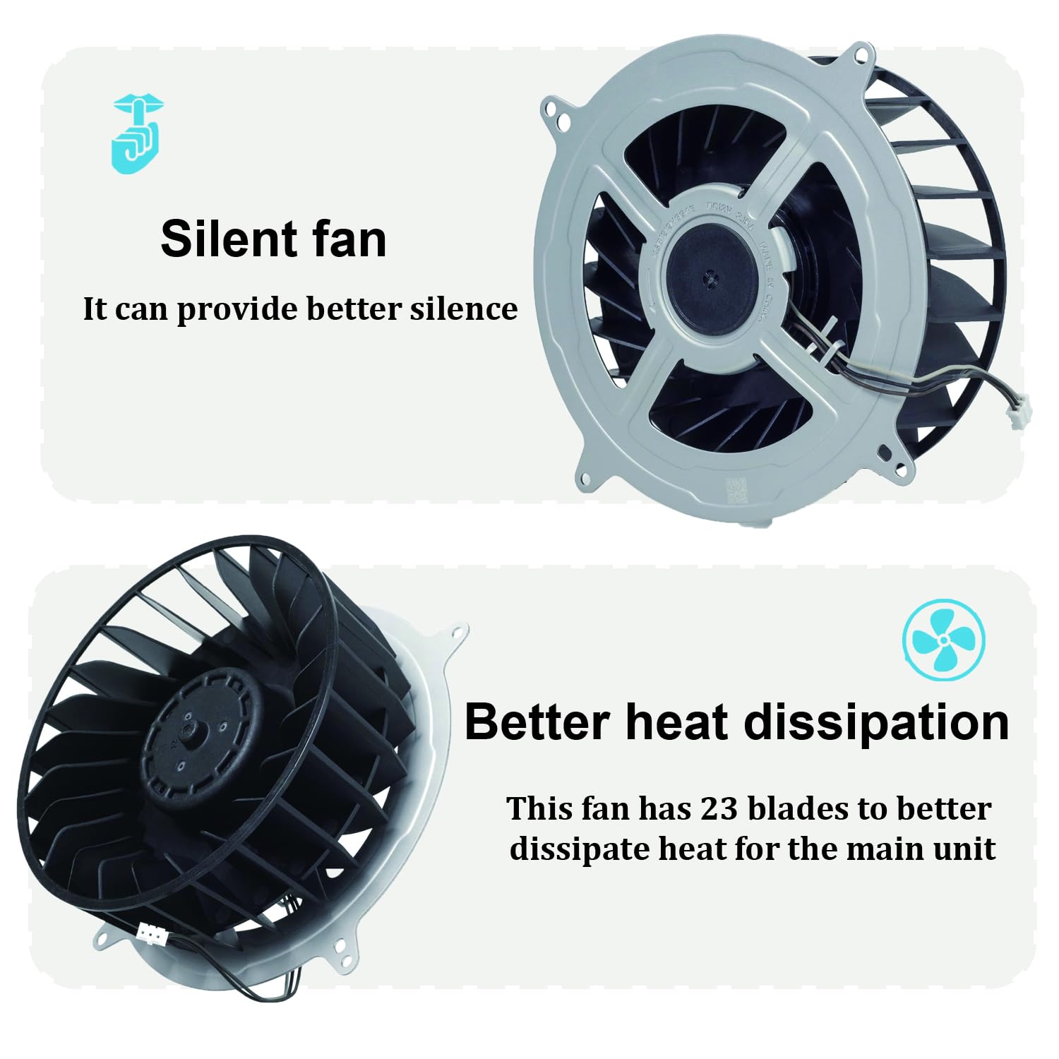 New PS5 CPU Cooling Fan, Internal Cooler Fan Replacement PS5 Series 12V 2.15A 23 Blades(with Heatsink Paste& T8 Screwdriver) (PS5 CFI-1200)