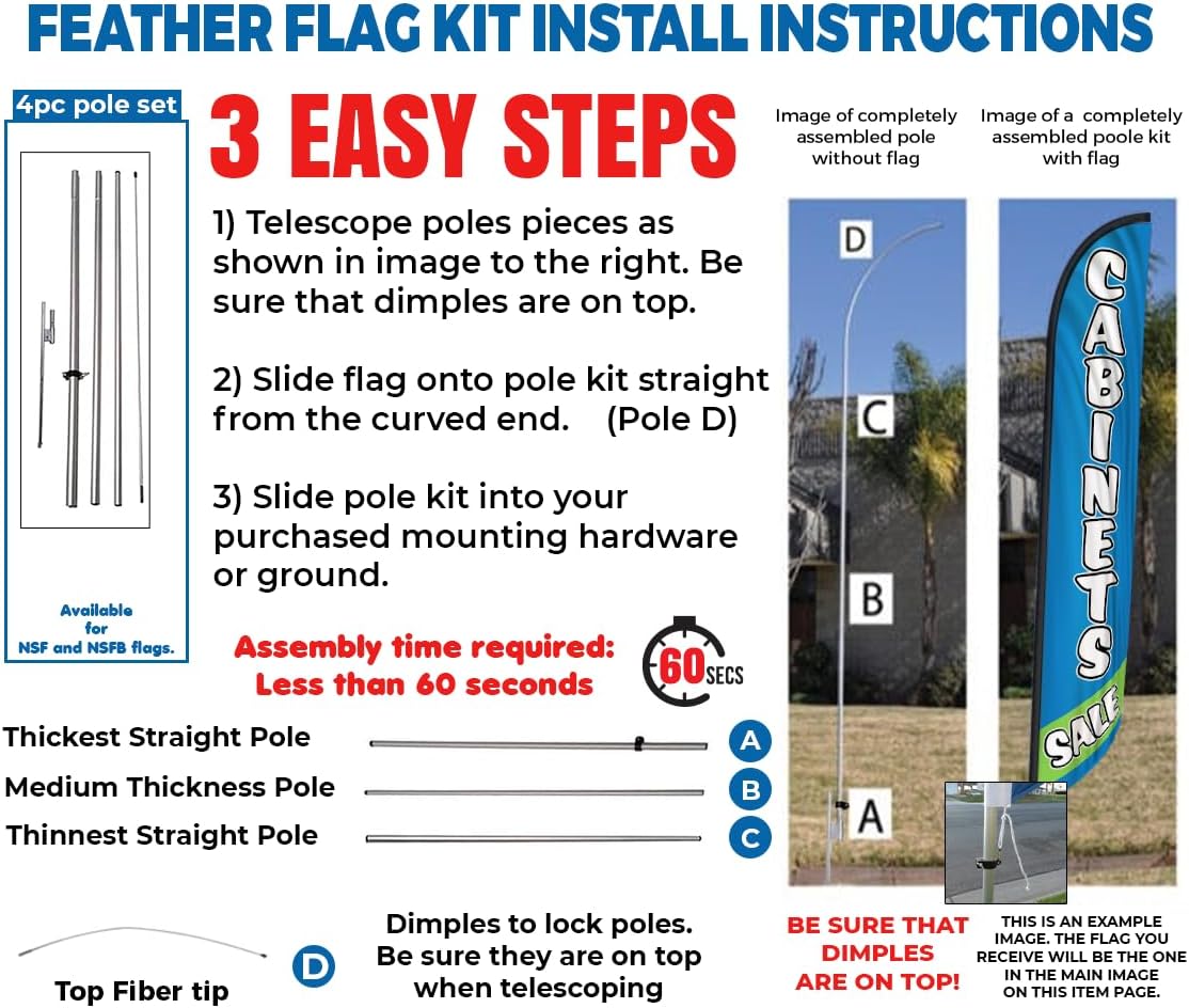 New Cabinets Sale Advertising Feather Flag Banner w/Pole kit and Ground Spike