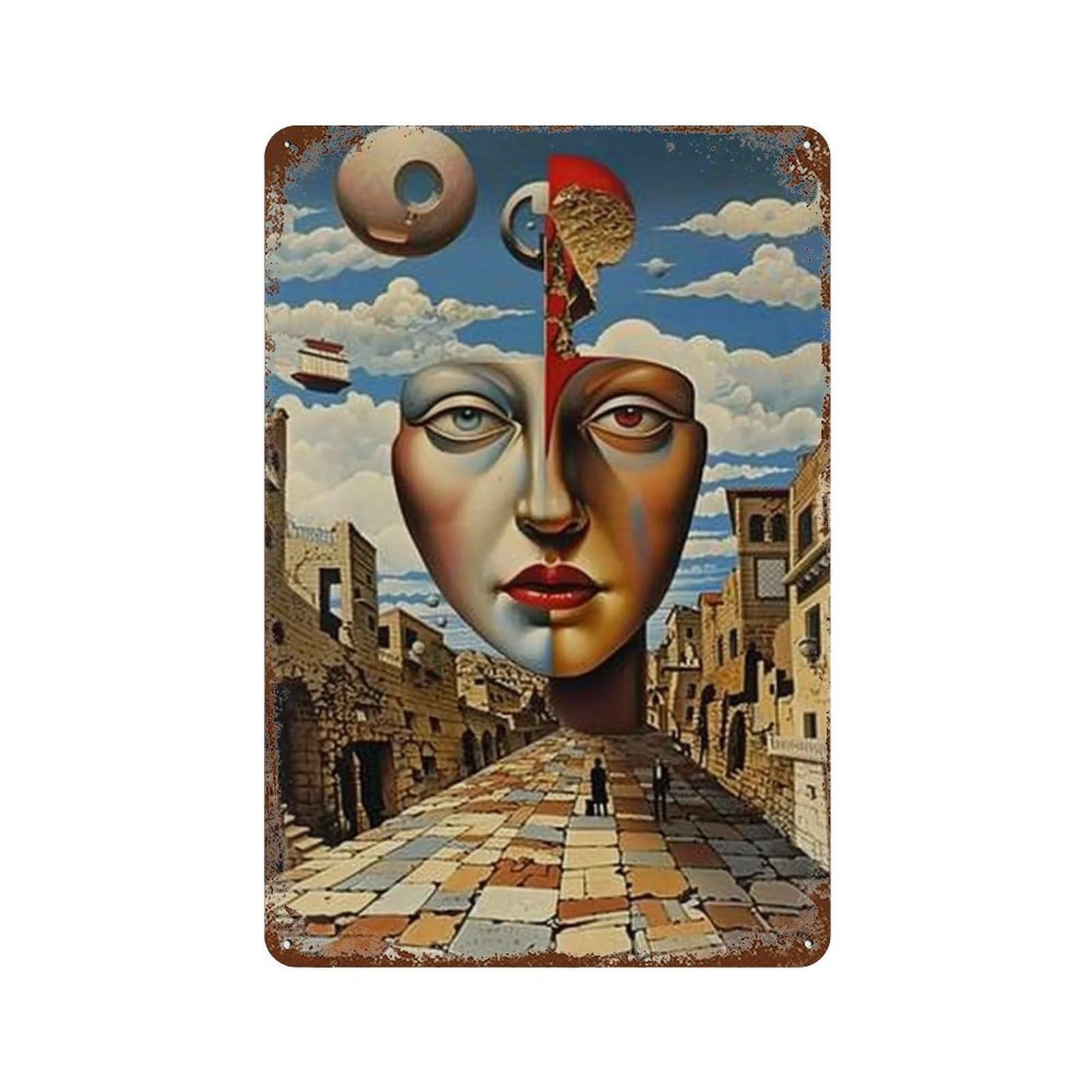 JUWRHRHHRH Cubist Segmented Surreal Urban Visage 02 Poster Canvas Aesthetic Wall Art Painting Decor for Living Room Bed Room 30x20cm Style