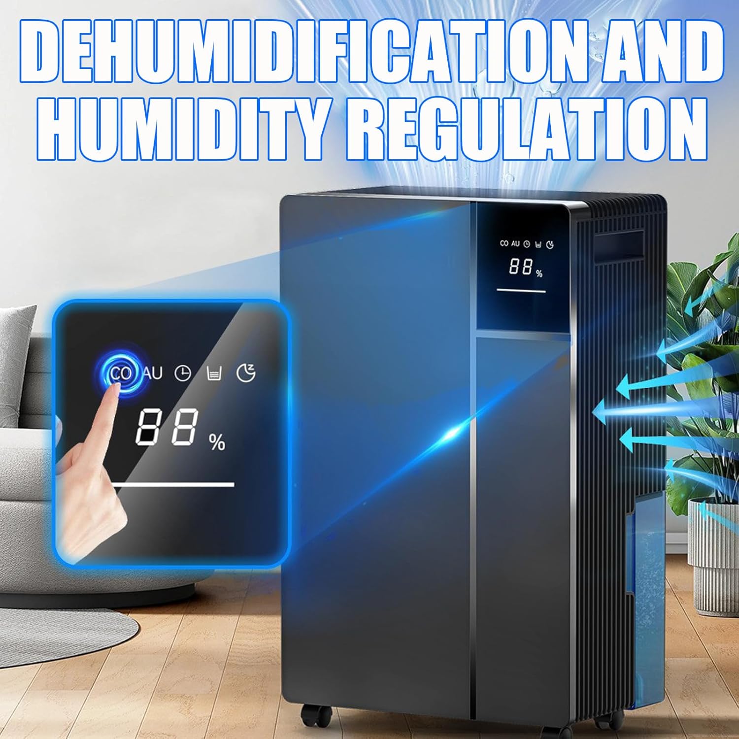 Quiet Portable Home Dehumidifier for 21-30m² Small Spaces, Compact Design Efficient for Damp Air & Drying Clothes with 24h Timer & Auto Defrost white